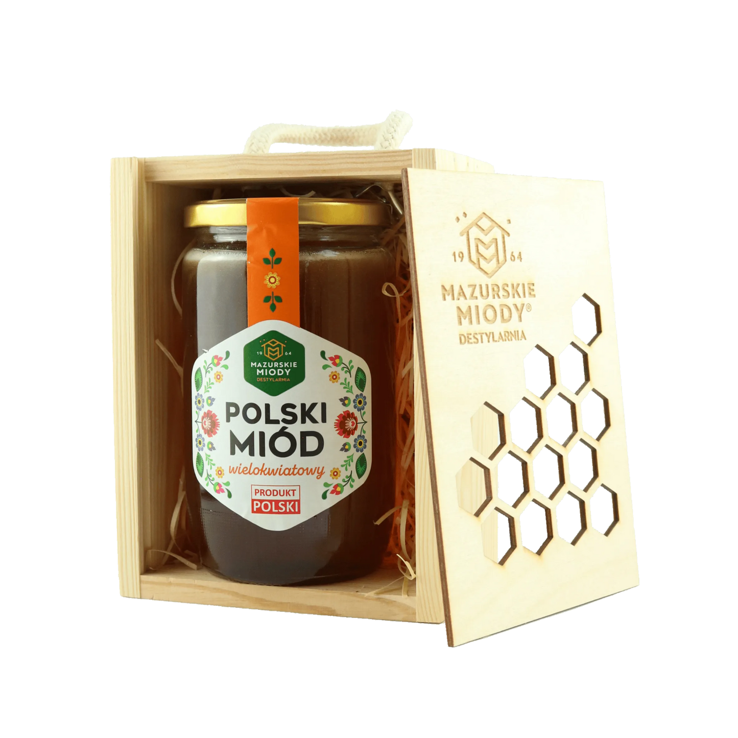 Miód polski wielokwiatowy w drewnianej skrzynce