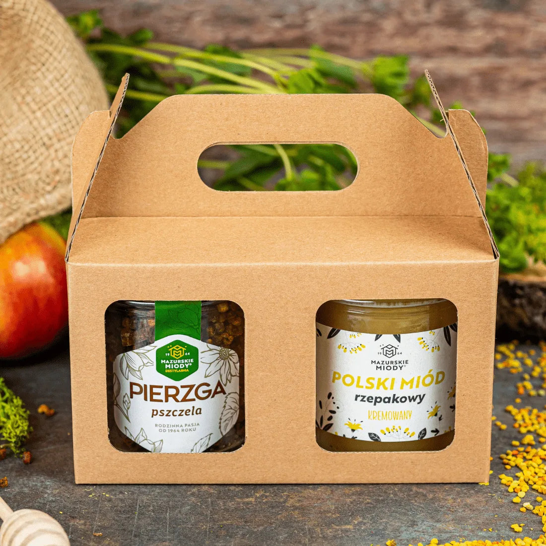 Zestaw prezentowy Miód do wyboru 400 g i Pierzga 200 g